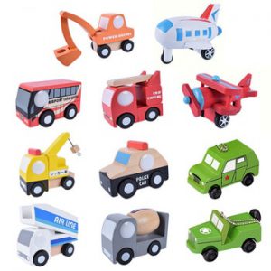 12PCS Set Mini Wooden Car Airplane Model Toy Simple Style Decoration Color Wooden Car Airplane Mini Educational Toy For Children