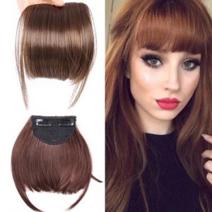 Leeons Short Synthetic Bangs Heat Resistant Hairpieces Hair Women Natural Short Fake Hair Bangs Hair Clips For Extensions Black