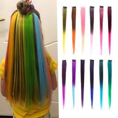 Leeons Clip-In One Piece For Ombre Hair Extensions Pure Color Straight Long Synthetic Hair Fake Hair Pieces Clip In 2 Tone Hair