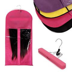 Alileader Pink Black Hair Bag With Wig Storage Holder For Hairpieces Non-woven Transparent  Wig Accessories Wigs Storage Bag