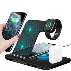 15W Qi Fast Wireless Charger Stand For iPhone 11 XR X 8 Apple Watch 4 in 1 Foldable Charging Dock Station for Airpods Pro iWatch