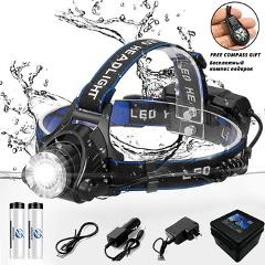 LED Headlamp Fishing Headlight T6/L2/V6 3 Modes Zoomable Waterproof Super bright camping light Powered by 2x18650 batteries