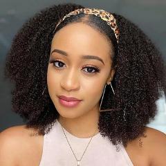 Afro Kinky Curly Headband Wigs 180% 200% 250% Density Human Hair Wig Free Headband For Black Women Afro Curl Remy Jarin Hair