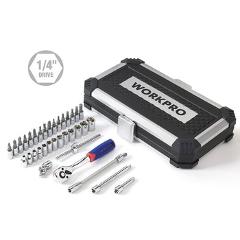 WORKPRO 35PC Tool Set Home Instruments Set of Tools for Car Repair Tools 1/4" Dr. Socket Set Ratchet Wrench