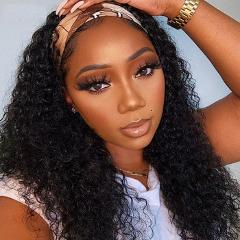 Headband Kinky Curly Wig Human Hair Wig 180% Density For Black Women Natural Color Remy Jarin Hair Bulk Sale Free Fast Ship