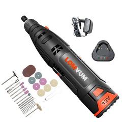 LOMVUM 12V Electric Engraver Mini Drill 0.5-3.2mm Cordless Grinder Dremel Sander Rotary Power Tool Polishing Engraver For Wood