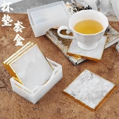 DIY Crystal Epoxy Resin Mold Square Coaster With Coaster Storage Box Silicone Mirror Mold  For Resin