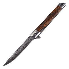 Damascus Pattern Folding Knife Outdoor Pocket EDC Knife Jungle Hunting Camping Survival Knife Vegetable Cutter Multi Tool