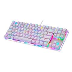 Motospeed K87S ABS USB2.0 Wired Mechanical Keyboard LED with RGB Backlight Blue Switch Desktop Russian gamer Tying White 1.8m