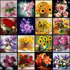 5D DIY Diamond Flower Arrangement Flower Vase Cross Stitch Diamond Embroidery Mosaic Diamond Home Decor