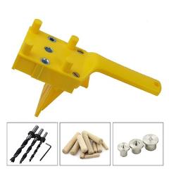 Doweling Jig 6/8/10mm Handheld Pocket Hole Jig Set Woodworking Wood Dowel Self-Centering Puncher Drill Guide Locator Jig