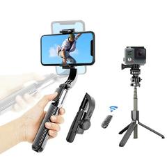 UPMOSTEK L08 Selfie Stick Gimbal Stabilizer Tripod for Phone Action Camera with Bluetooth Remote Control for Smartphone Gopro