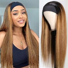 Unice Hair Bone Straight Hair Highlight Headband Wig Human Hair Blonde Brown Straight Human Hair for African American Women