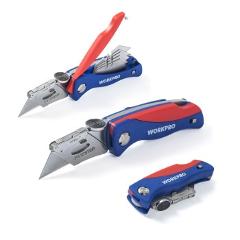 WORKPRO Folding Knife Electrician Utility Knife for Pipe Cable Cutter Knives with 5PC Blades in Handle