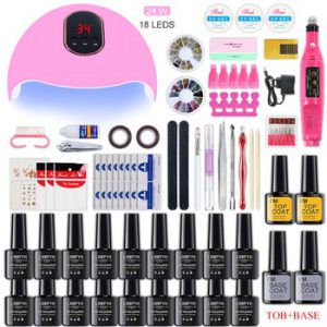 Manicure Set Nail dryings 18/12/10 Kind Nail Polish Kit with Nail drill Machine Nail lamp Acrylic Kit Nail Art Tools Nail Tools