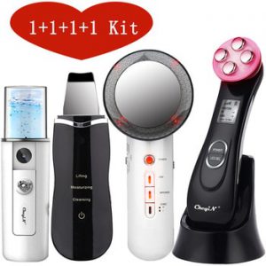 EMS Mesotherapy RF Radio Frequency Facial Beauty + Mini Face Sprayer + Ultrasoic Skin Scrubber + Infrared Body Slimming Massager