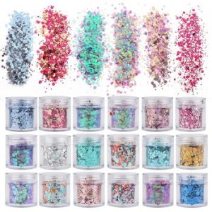 YBLNTEK 4/5 Boxes Nail Glitter Holographic Chunky Glitters Nail Art Decorations 3D Cosmetic Sequins for Body Face Hair Makeup