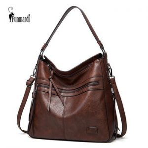 FUNMARDI Winter Vintage PU Leather Handbag tassel 2021 Women Bag Female Hand Bag Luxury Totes Bag Fashion Shoulder Bag WLHB2189