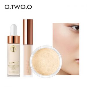 O.TWO.O 3 pcs Cosmetic Kit Professional Makeup Set Concealer Cream Liquid Foundation Loose Powder Face Makeup Kit For Woman Gift