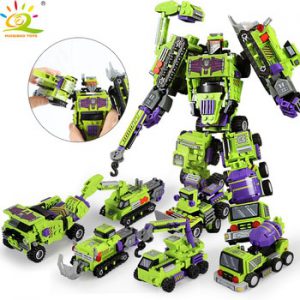 709pcs 6in1 Transformation Robot Building Block City Engineering Excavator car truck constructor Bricks toy For Children