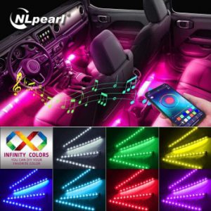 NLpearl APP Car Interior Light Atmosphere Lamp Neon LED Strip Foot Light with USB Wireless Remote Music Control Decorative Lamp