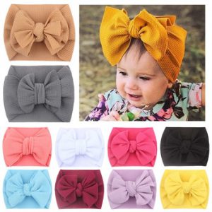 Cute Bows Baby Headband Solid Color Elastic Newborn Baby Girl Headbands Nylon Infant Hair Band Haarband Baby Hair Accessories