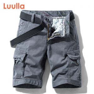 Luulla Men Summer New Premium Stretch Twill Cotton Cargo Shorts Men Casual Fashion Solid Classic Pockets Legwear Shorts 28-38