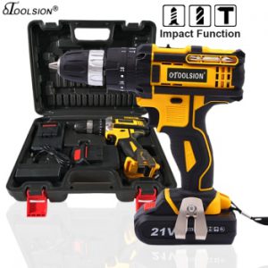 New 21v Impact Electric Drill Variable Speed Impact Electric Screwdrivers 1500MAh Impact Cordless Drill Lithium Battery