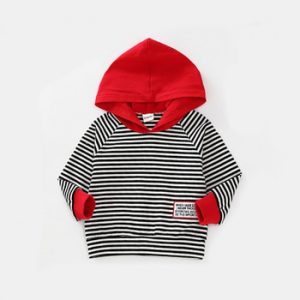 27kids  Children's Kids Hooded Clothing Spring Autumn For Boys Girls Striped Hooded Long Sleeve Clothing Kids Baby Coat Tops