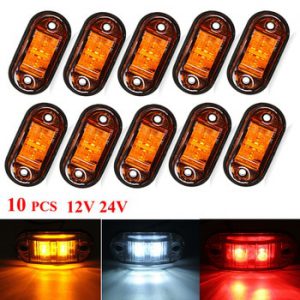 10PCS Amber 2 Led Light Oval Clearance Trailer Car Truck Side Marker Tail Lamp Warning Light Side Marker Lamp 12V 24V led