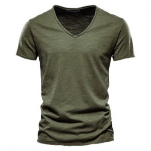 2020 New Summer V-neck T-shirt Men 100% Combed Cotton Solid Short Sleeve T Shirt Men Fitness Undershirt Male Tops Tees