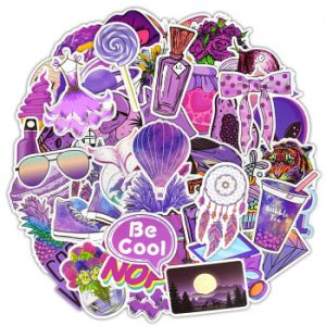 50 PCS Purple VSCO Stickers Waterproof Cool Girls Stickers for Skateboard Laptop Phone Suitcase Motor Bike Car Decals Kids Toys