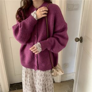 Green Sweater Cardigan Women Winter Sweater Oversized Jacket Harajuku Knitting Sweaters Female Winter Loose Coat Streetwear Girl