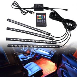 Car Led Strips Lights 36/48/72 RGB LED Foot Lamp 12V Auto Interior Decorative Light with USB APP Wireless Remote Mode