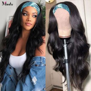 Meetu Body Wave Grip Headband Scarf Wig Human Hair Glueless Wigs For Women Brazilian Headband Wig Remy Body Wave Wig No Glue