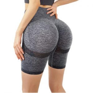 Slim Fit High Waist Yoga Sport Shorts Hip Push Up Women Plain Soft Nylon Fitness Running Shorts Tummy Control Workout Gym Shorts