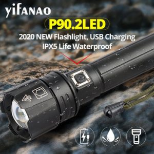 Most Powerful XHP90.2 led Flashlight USB Rechargeable Zoom Torch use 18650 26650 battery Best Camping Light XHP50 LED Flash