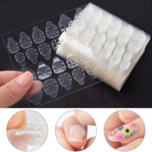 Lamemoria 10Sheet DIY Nail Tip Transparent Double Sided Self Adhesive Sticker Jelly Waterproof False Art Extension Glue Tool