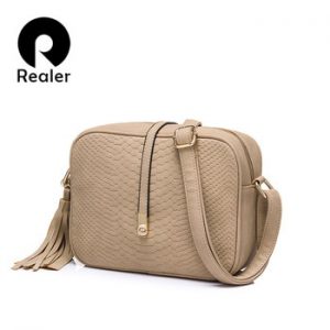 REALER women small messenger bags casual shoulder bag fashion retro tassel handbag female zipper crossbody bag ladies totes new