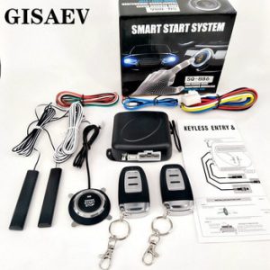 GISAEV Universal Automatic Keyless Entry System Car Start and Stop Buttons  Keychain Kit Central Door Lock with Remote Control