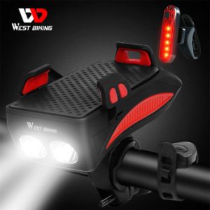 WEST BIKING 400 lumen Multifunction Bike Light With Phone Holder Bicycle Highlight 2000/4000mAh Power Bank Cycling Flashlight