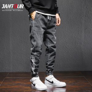 2021 New Baggy Men's Cargo Jeans Fashion Kpop Clothes Harlan Jeans Streetwear Harajuku Pants Joggers Elastic Waist Jeans Male