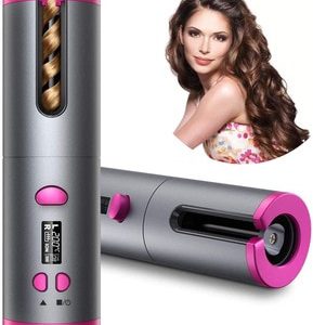 Cordless Automatic Rotating Hair Curler USB Rechargeable Curling Iron LED Display Temperature Adjustable styling tool Wave Styer