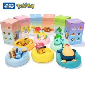 Genuine Pokemon Starry Dream Series Pikachu Jirachi Eevee Komala Snorlax Bulbasaur Anime Figures With Plush Base Model Dolls Toy