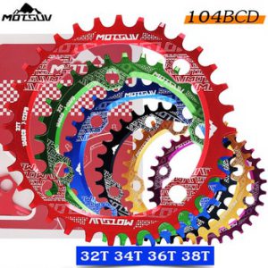 Bicycle Crank 104BCD Round Shape Narrow Wide 32T/34T/36T/38T MTB Chainring Bicycle Chainwheel Bike Circle Crankset Single Plate