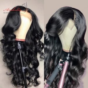 Closure Wig Peruvian Body Wave 100% Human Hair Wigs With Baby Hair 4X4 Lace Wig 180% Density Arabella Remy Pre Plucked Lace Wig