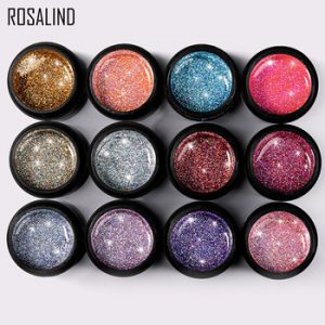 ROSALIND 5ml Shiny Rainbow Gel Nail Polish Bright For Glitter Painting Nail Art Design Poly UV Top Base Primer For Manicure