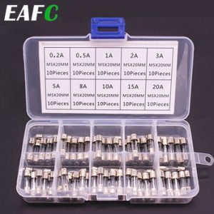 100/72pcs Fast-blow Glass Tube Fuses Quick Blow Car Glass Tube Fuses Assorted Kit Amp with Box Assortment Kit