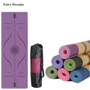 1830*610*6mm TPE Two Color Yoga Mat with Position Line Anti-slip Plank Support Environmental Home Fitness Gymnastics Odorless.