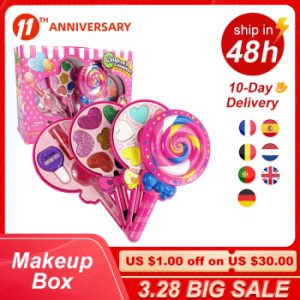 Kid Makeup Box Set Toys Lollipop Dressing Cosmetics Girls Toy Plastic Safety Beauty Pretend Play Children Makeup Girl Game Gift